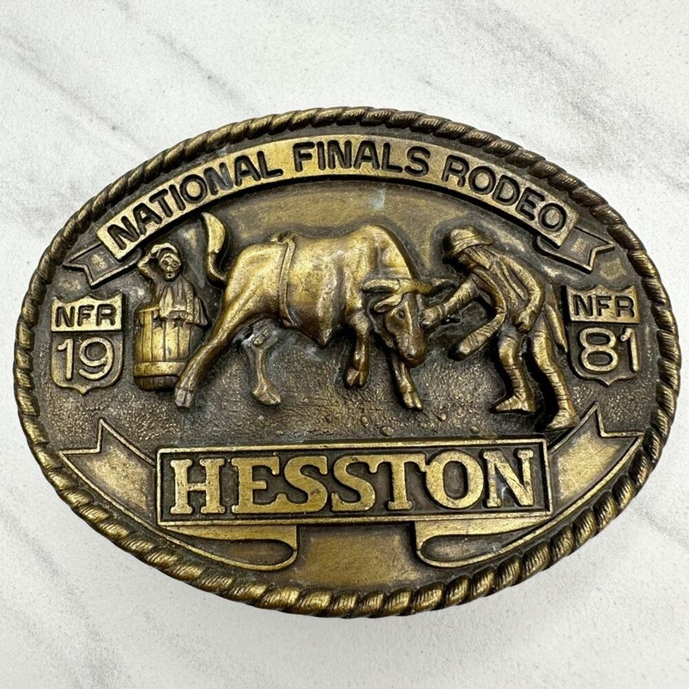 Vintage 1981 Hesston NFR National Finals Rodeo 7th Edition Belt Buckle ✨